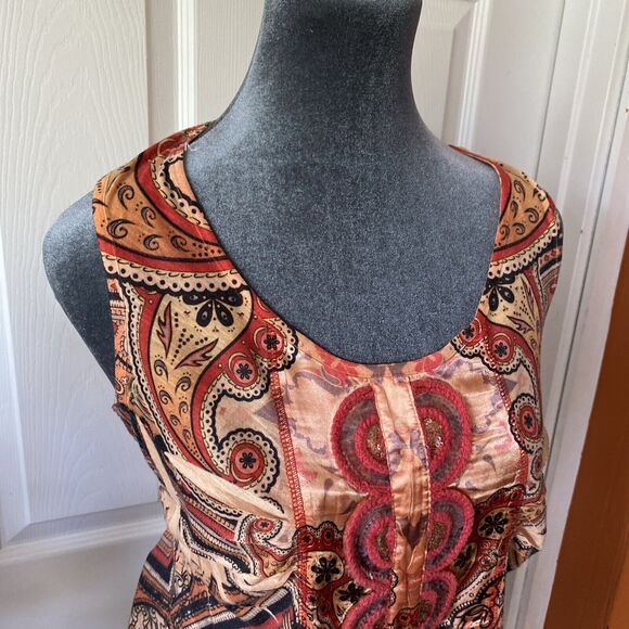 Oneworld Blouse Women’s Size PXL Sleeveless Scoop Neck Sequins Hippie Boho - Picture 2 of 12